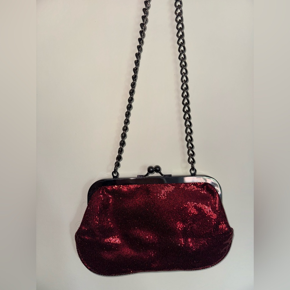 Express Vintage Red Sequin KissLock Evening Bag